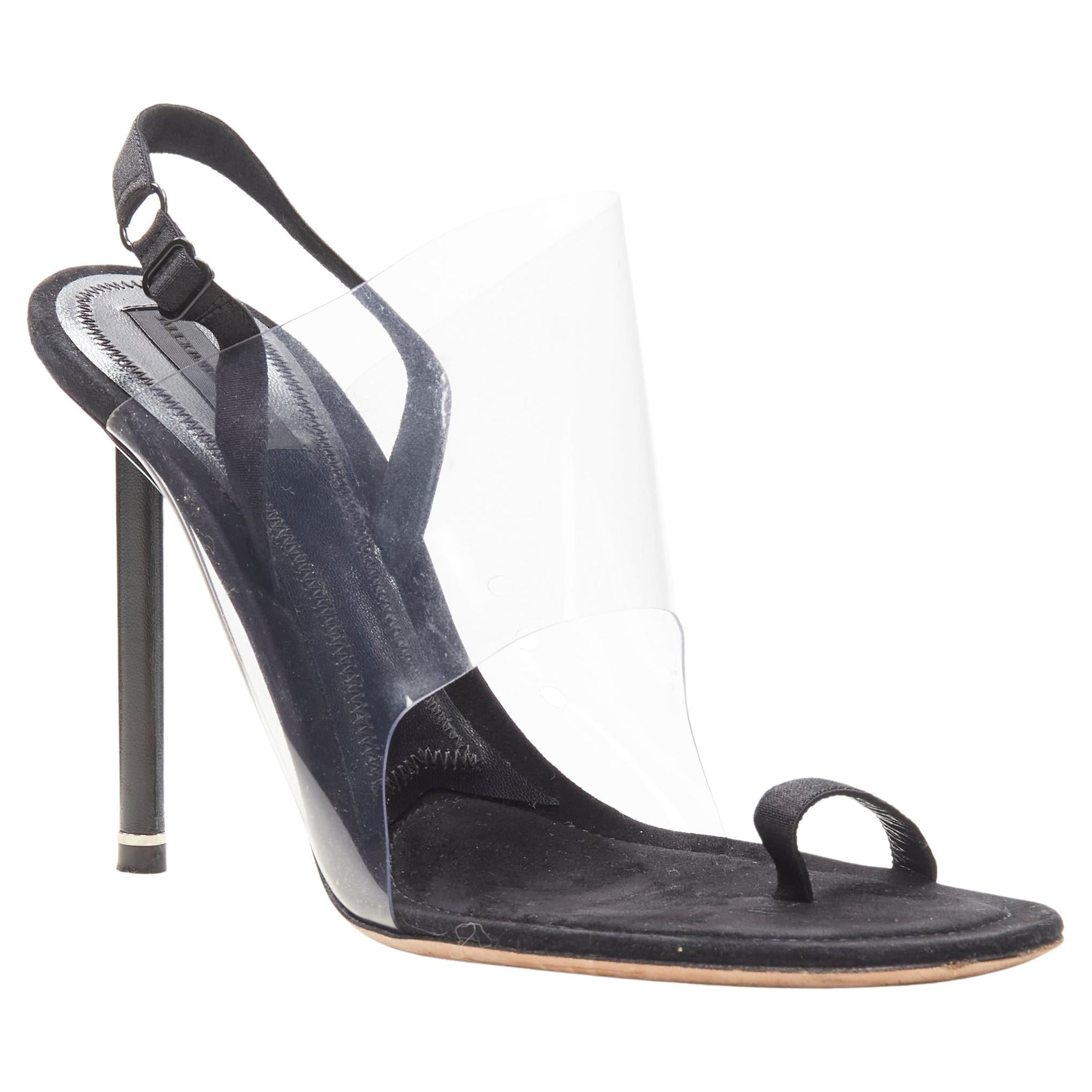 ALEXANDER WANG clear PVC black strappy slingback mule sandal EU38.5 For Sale