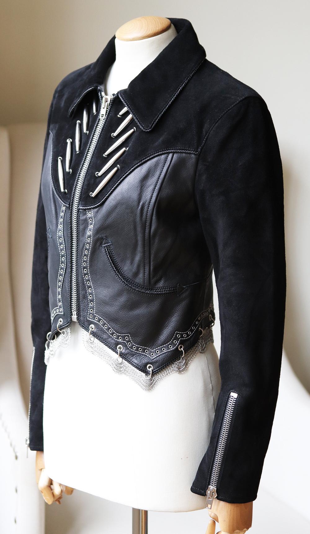 Chaqueta recortada de ante y piel Alexander Wang Negro