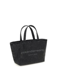 Alexander Wang Crystal-Embellished Cotton Tote Bag — Grey