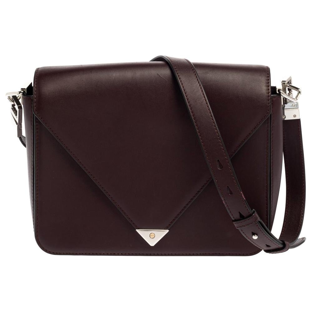 Alexander Wang Dark Plum Leather Prisma Envelope Shoulder Bag For Sale
