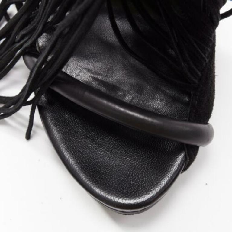 Alexander Wang Dree, sandalo in camoscio nero con frange in rilievo e tacco angolare EU37 in vendita 1
