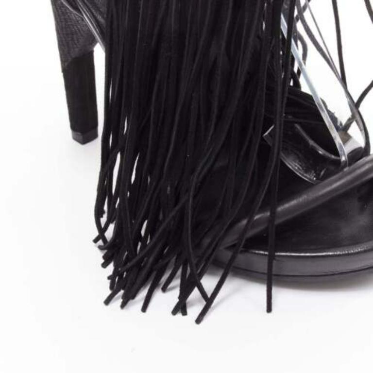 Alexander Wang Dree, sandalo in camoscio nero con frange in rilievo e tacco angolare EU37 in vendita 2