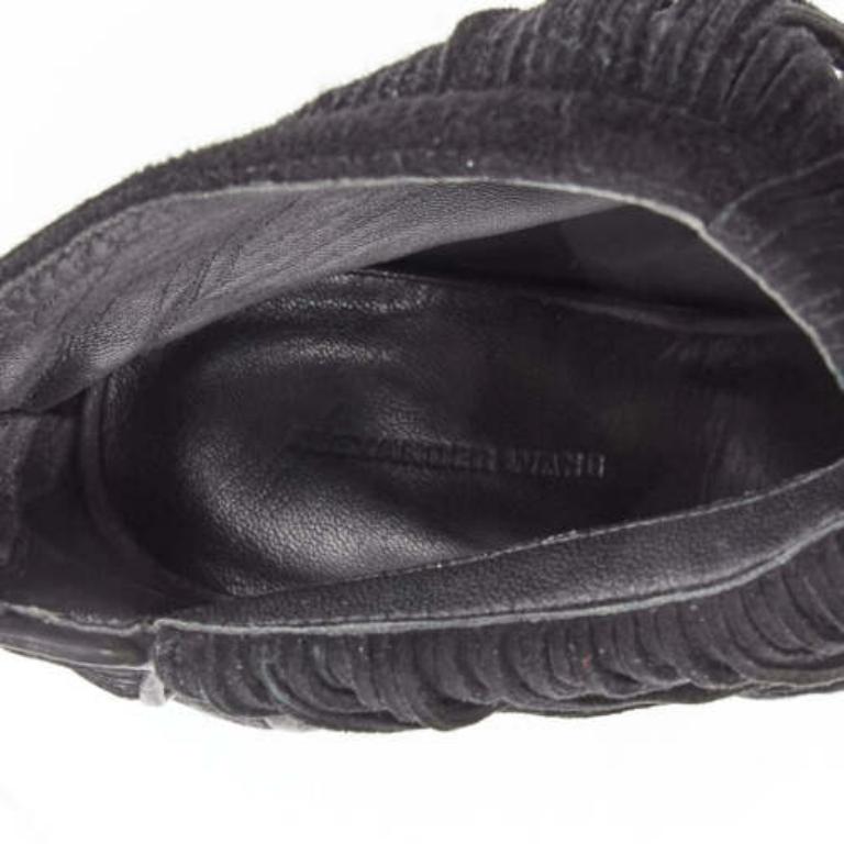 Alexander Wang Dree, sandalo in camoscio nero con frange in rilievo e tacco angolare EU37 in vendita 4