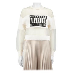 Alexander Wang Ecru Graphic Print Sheer Sweater Size S