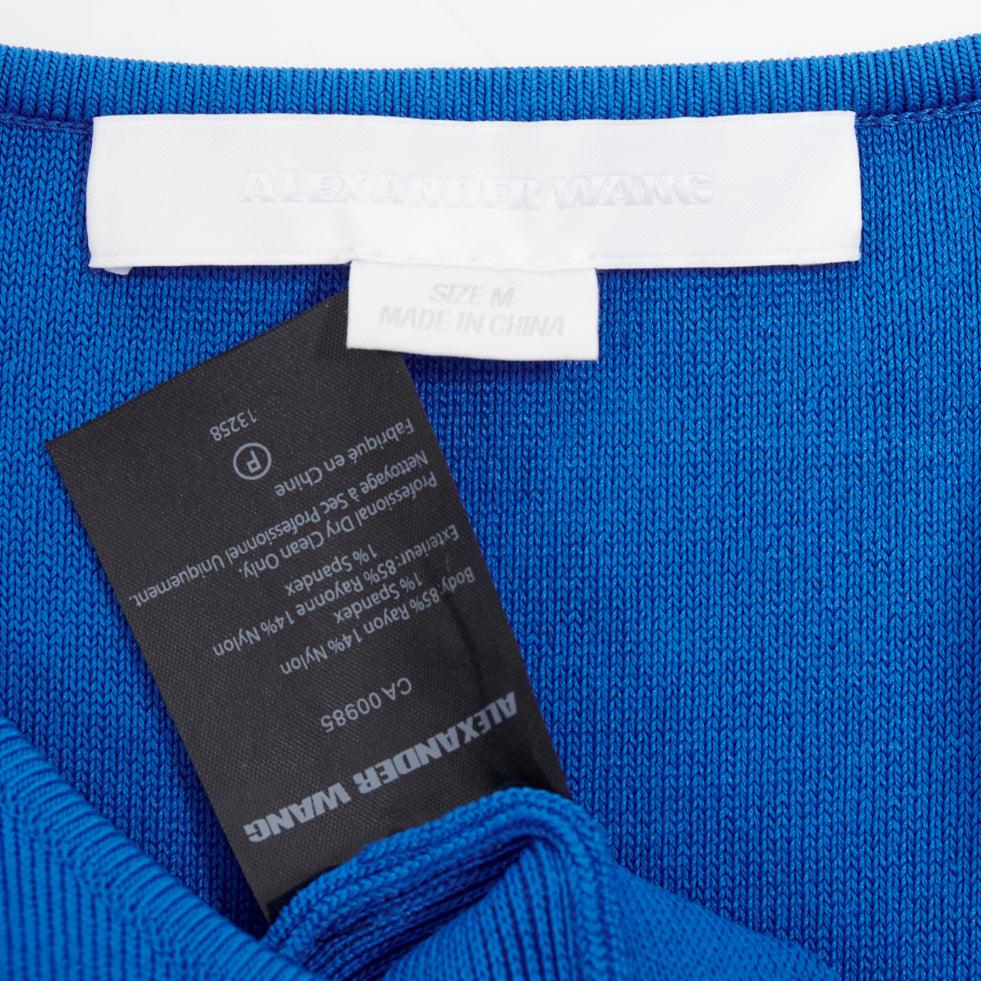 Alexander Wang, abito blu elettrico con mezzo peplo e girocollo, lavorato a maglia M. I. in vendita 3