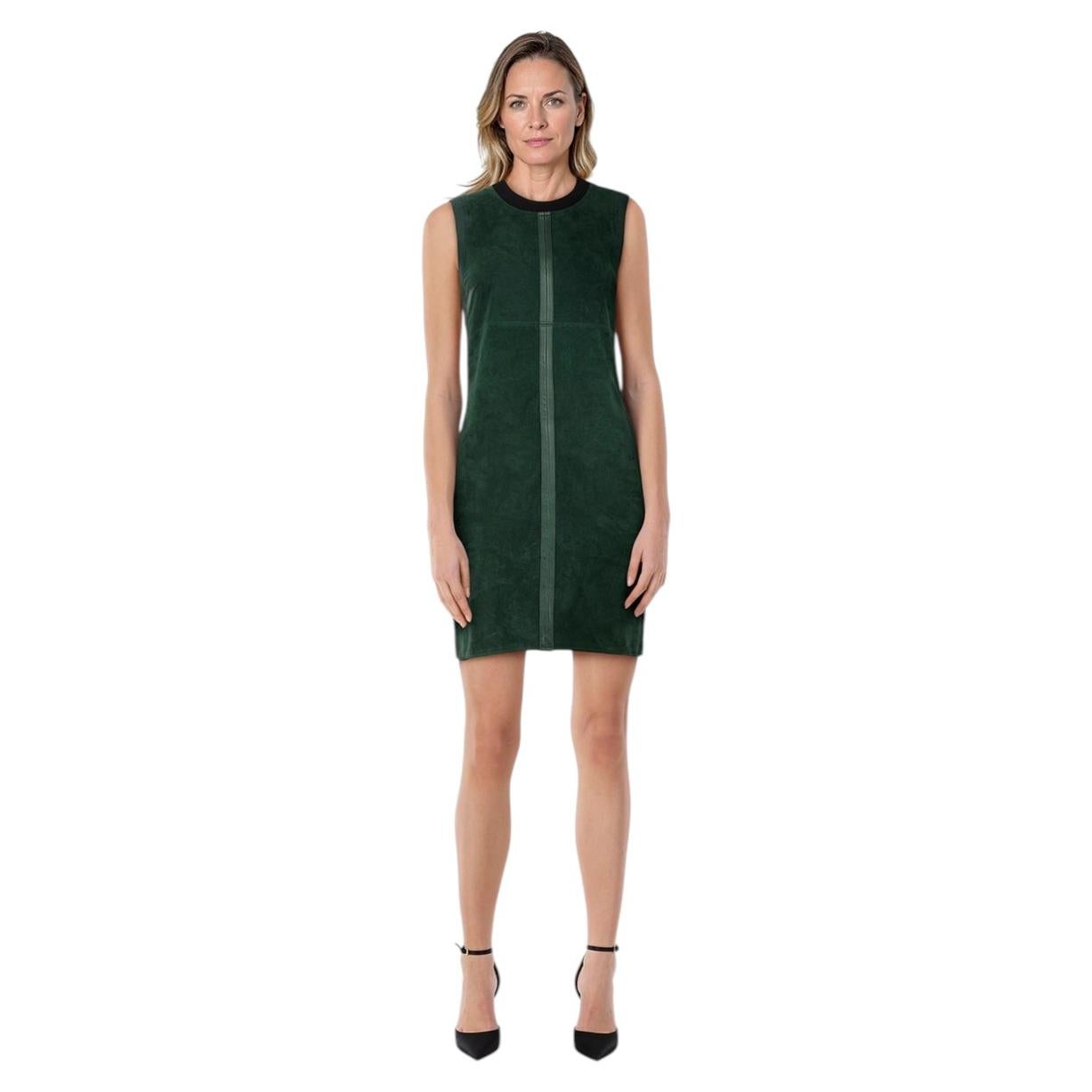 Alexander Wang Green Suede Panelled Mini Dress Size M
