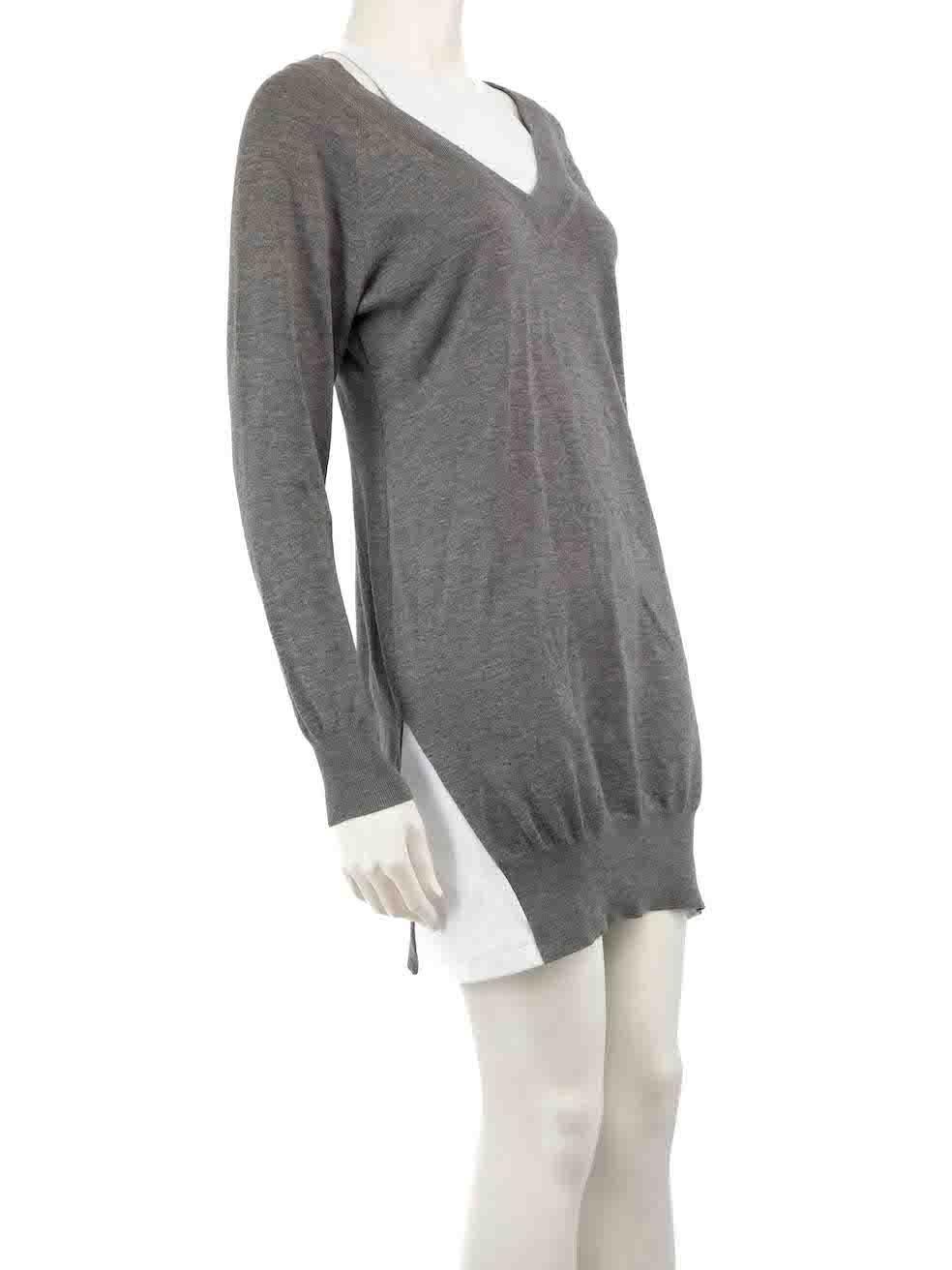 CONDITION is Very good. Hardly any visible wear to dress is evident on this used Alexander Wang designer resale item.
 
 
 
 Details
 
 
 Grey
 
 Wool
 
 Knit dress
 
 Mini
 
 Long sleeves
 
 Layered detail
 
 Round neck
 
 
 
 
 
 Made in China
 
