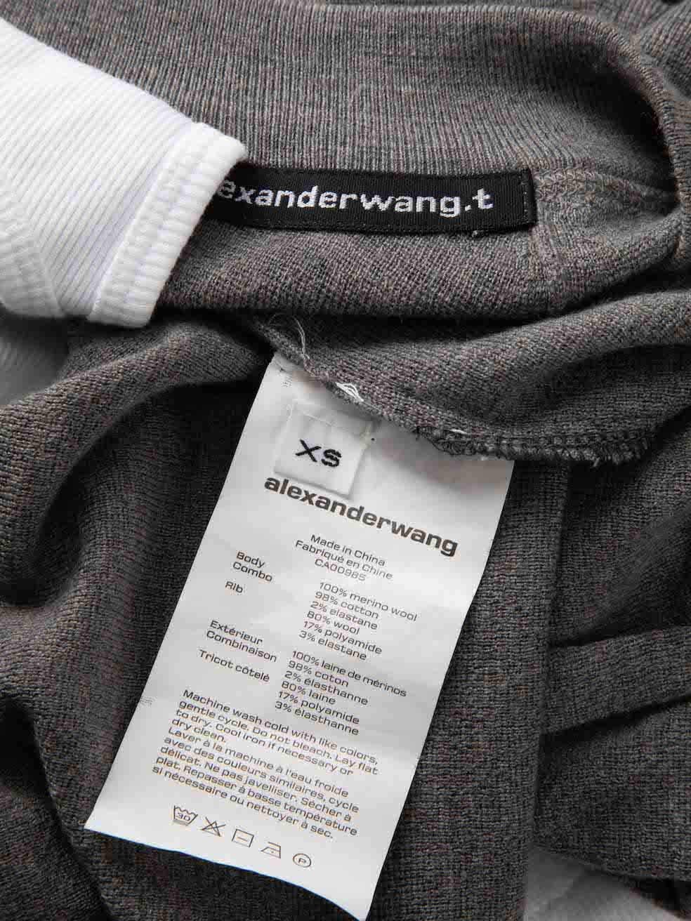 Alexander Wang Grey Bi-Layer Knit Mini Dress Size XS In Excellent Condition In London, GB