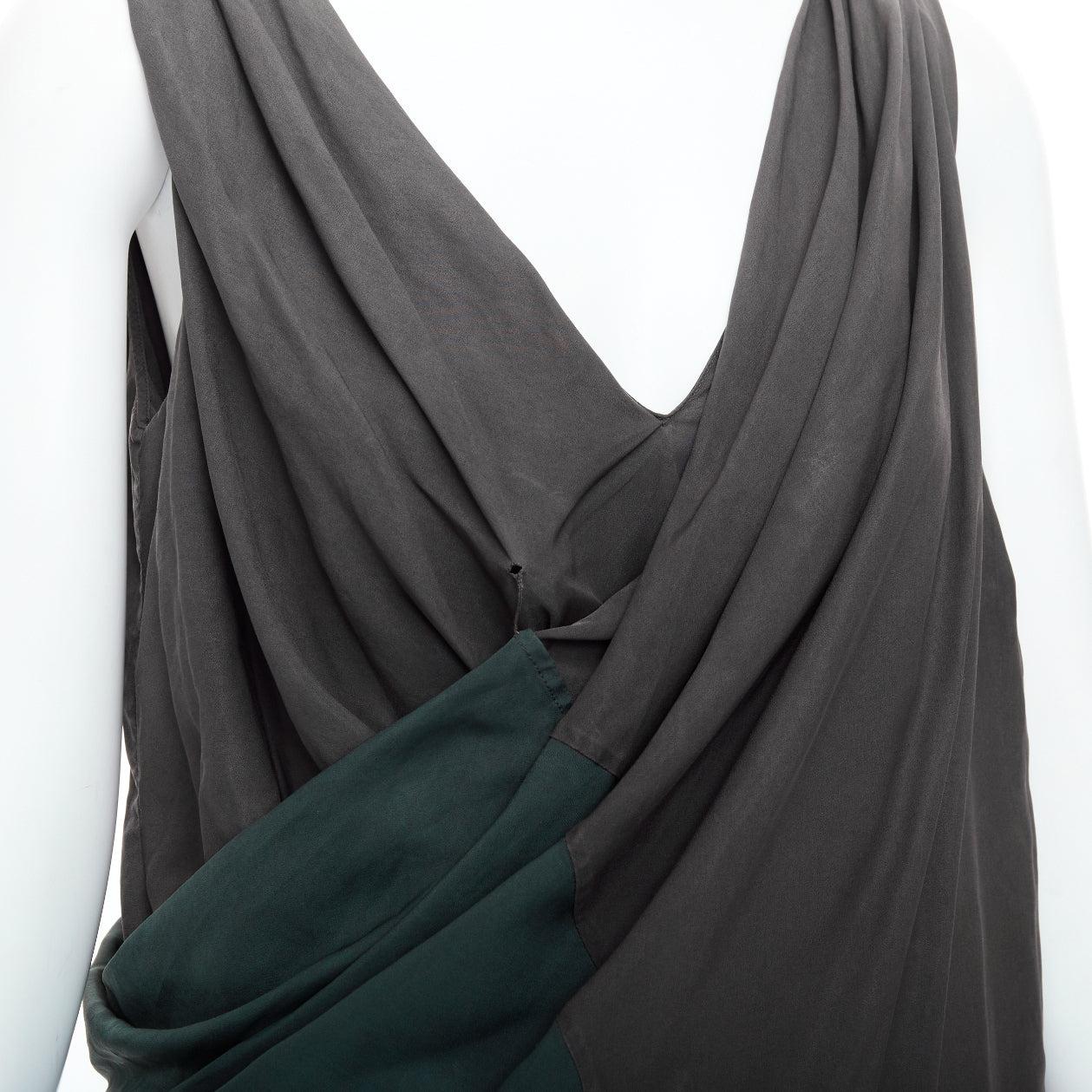ALEXANDER WANG grey green cupro draped asymmetric toga dress Sz2 For Sale 1