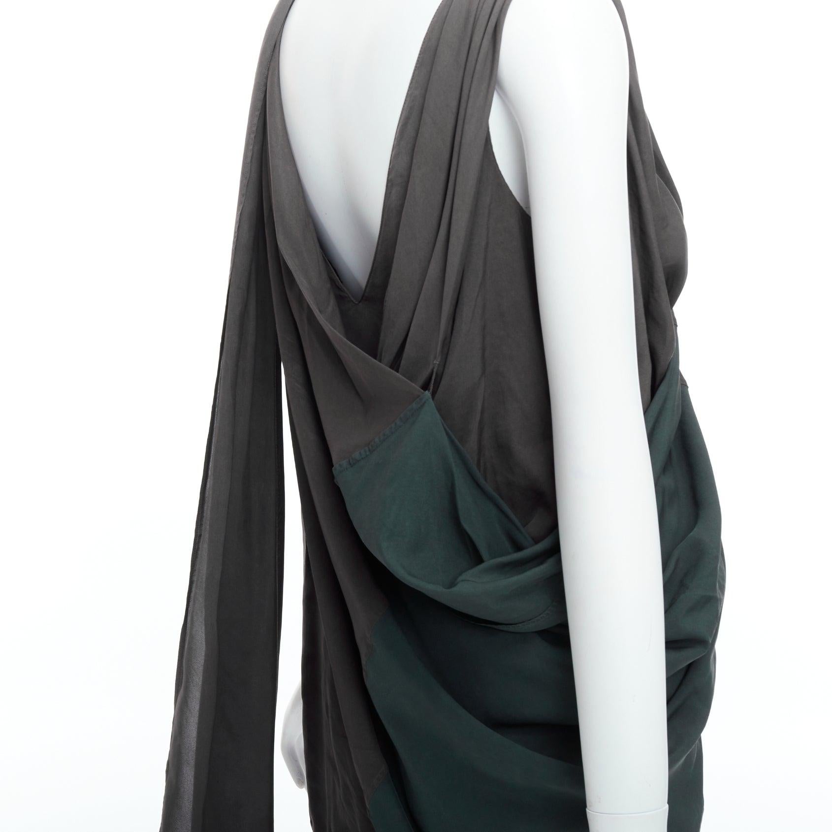 ALEXANDER WANG grey green cupro draped asymmetric toga dress Sz2 For Sale 2