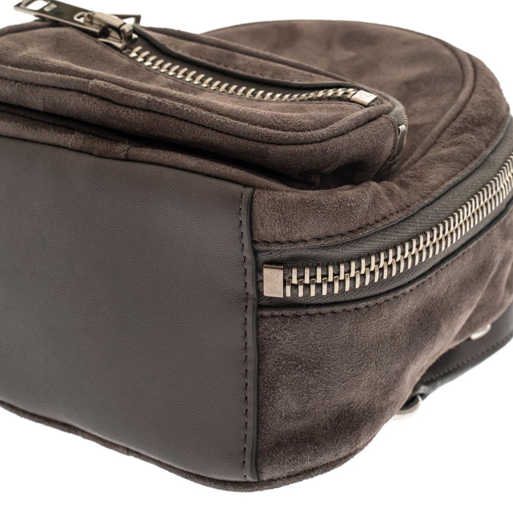 Gray Alexander Wang Grey Leather and Suede Mini Attica Crossbody Bag