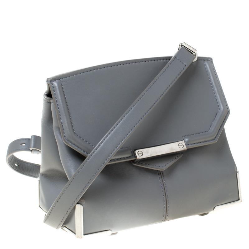 Gray Alexander Wang Grey Leather Small Marion Shoulder Bag