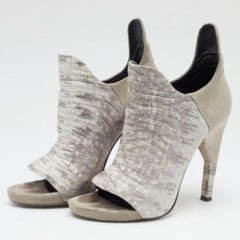 Alexander Wang Grey Lizard Leather and Suede Devon Graphic Ankle Boots Size 39
