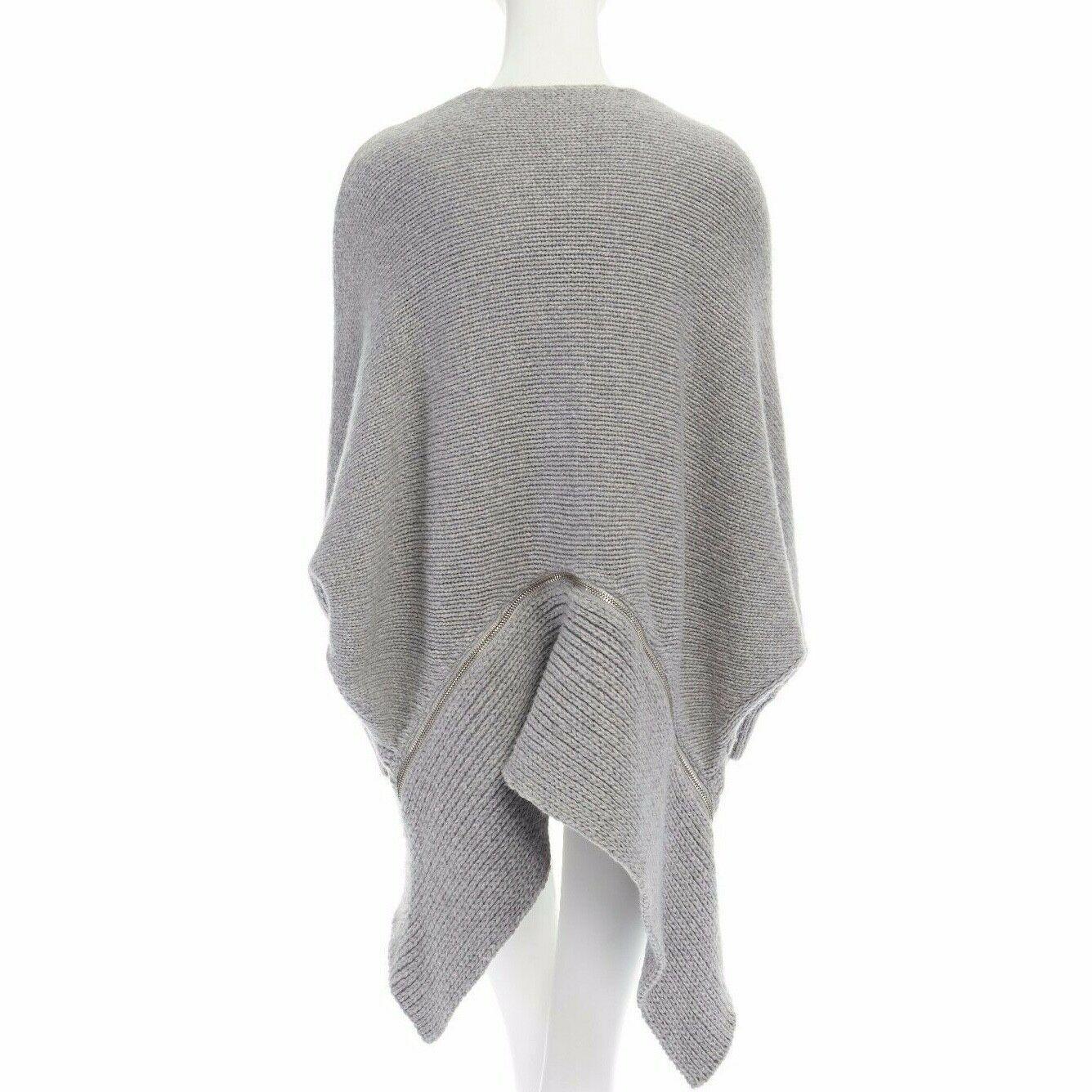 ALEXANDER WANG grey merino wool blend chunky knit zipped trimmed cardigan XS 1