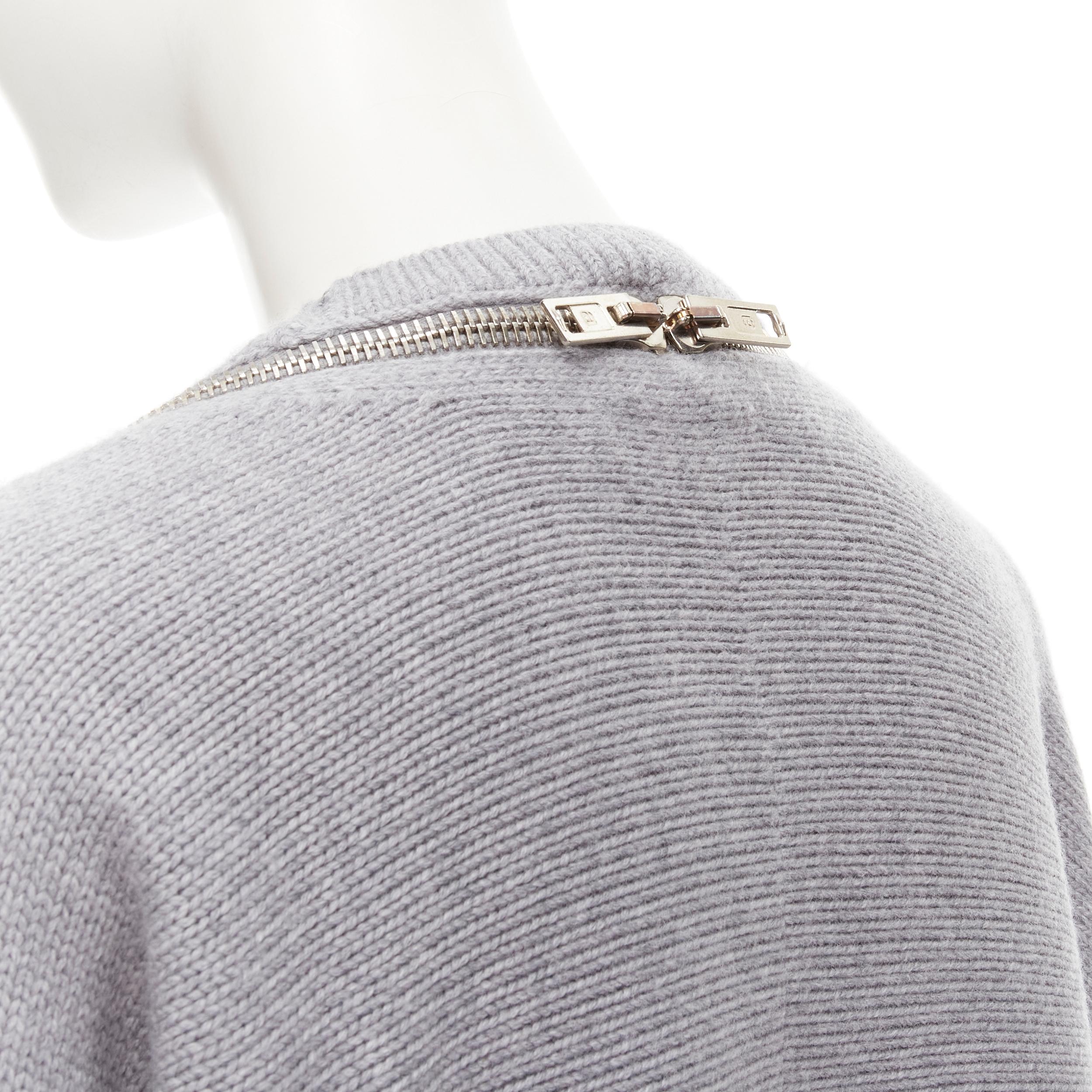 ALEXANDER WANG grey merino wool chunky knit zip trim sweater dress M 4