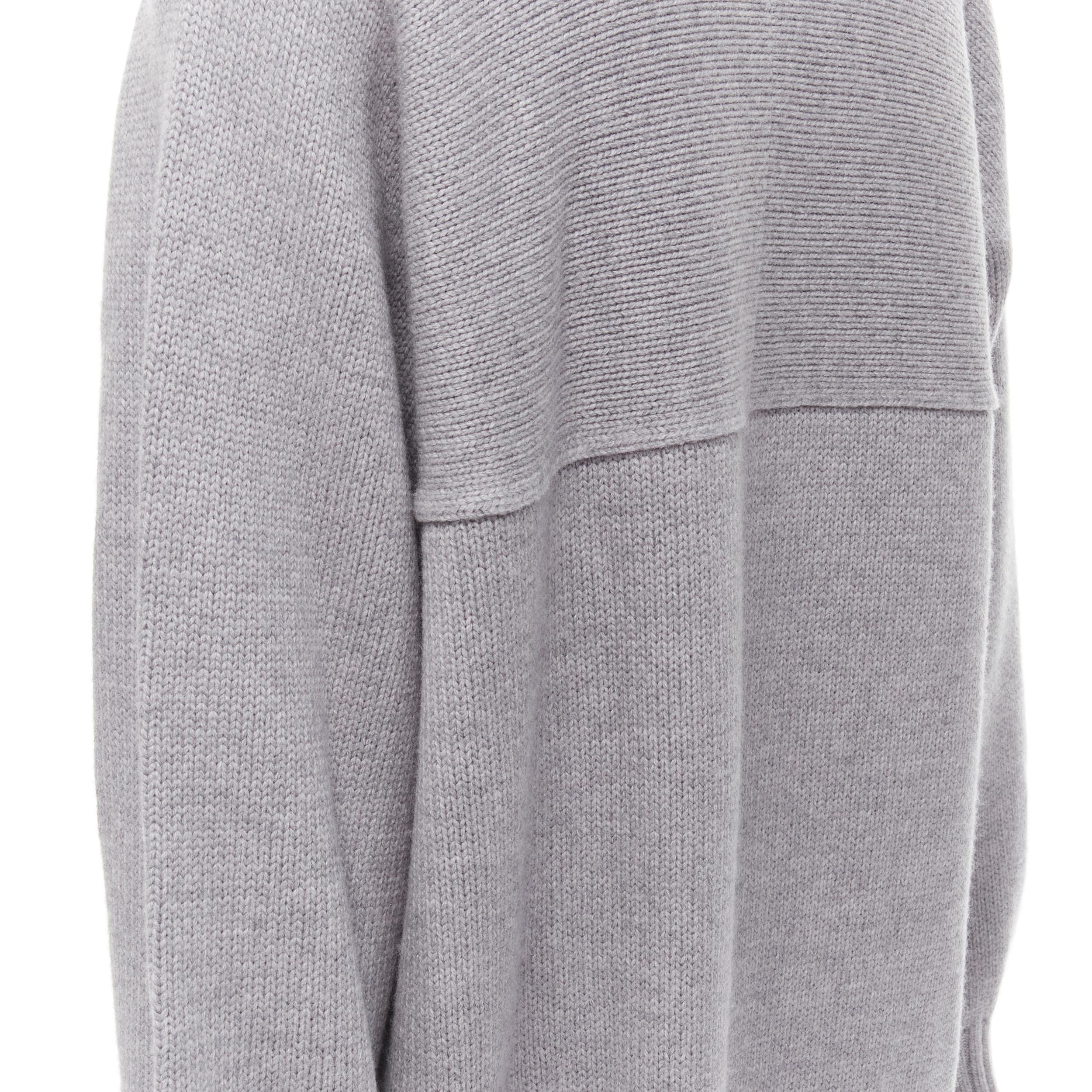 ALEXANDER WANG grey merino wool chunky knit zip trim sweater dress M 5