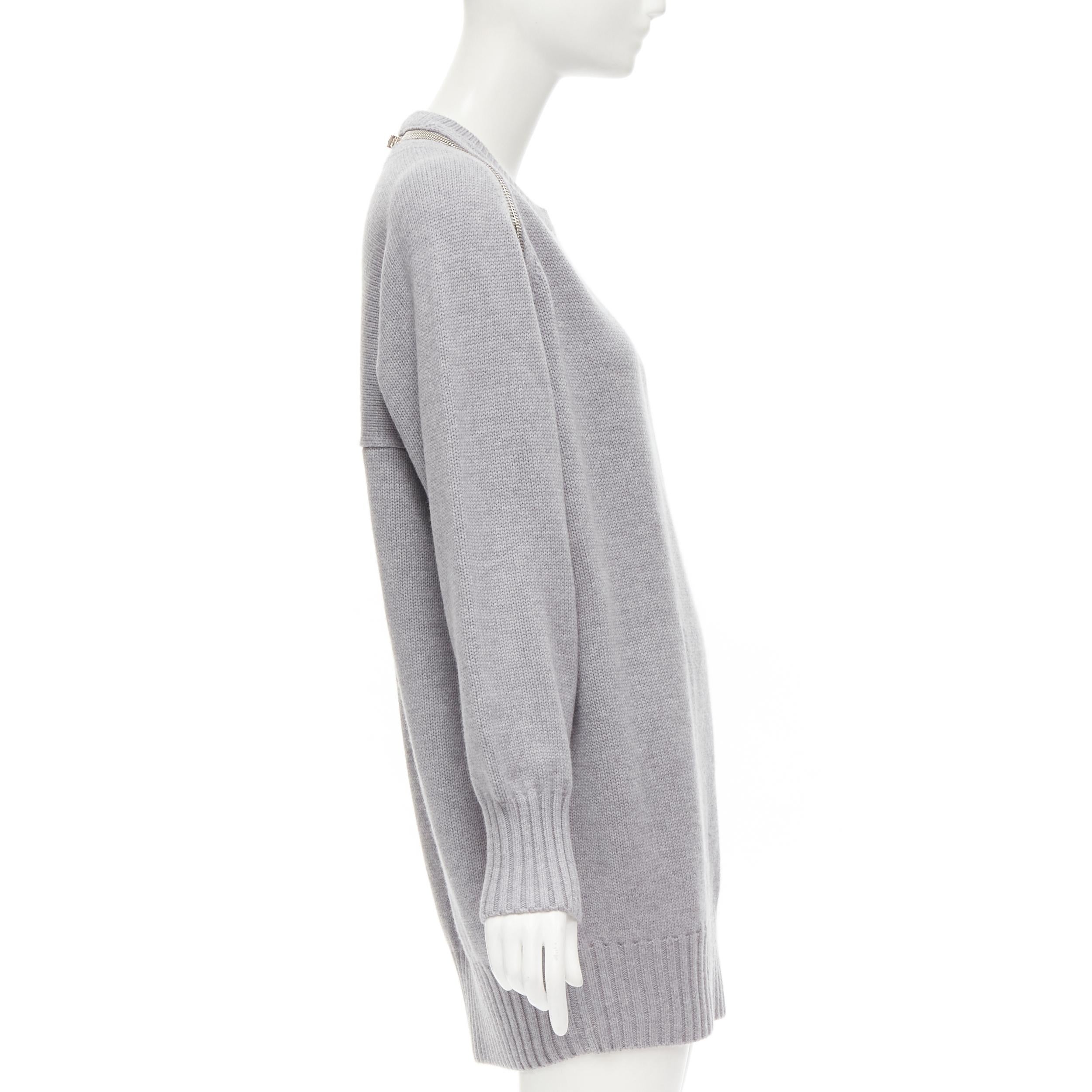 Women's ALEXANDER WANG grey merino wool chunky knit zip trim sweater dress M