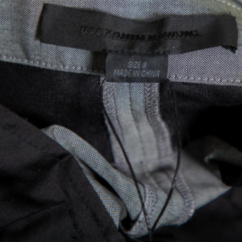 Alexander Wang Grey Wool and Mohair Blend Tie Front Tapered Pants M In Good Condition For Sale In Dubai, Al Qouz 2