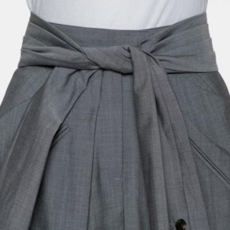 Alexander Wang Grey Wool and Mohair Blend Tie Front Tapered Pants M For Sale 3