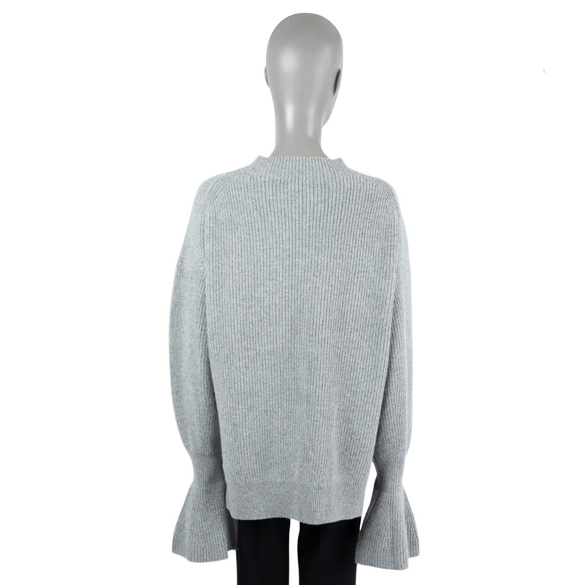 ALEXANDER WANG grey wool SPLIT HEM RIB KNIT Sweater XL In Excellent Condition In Zürich, CH