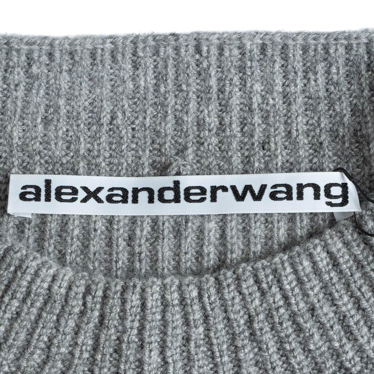 Women's ALEXANDER WANG grey wool SPLIT HEM RIB KNIT Sweater XL