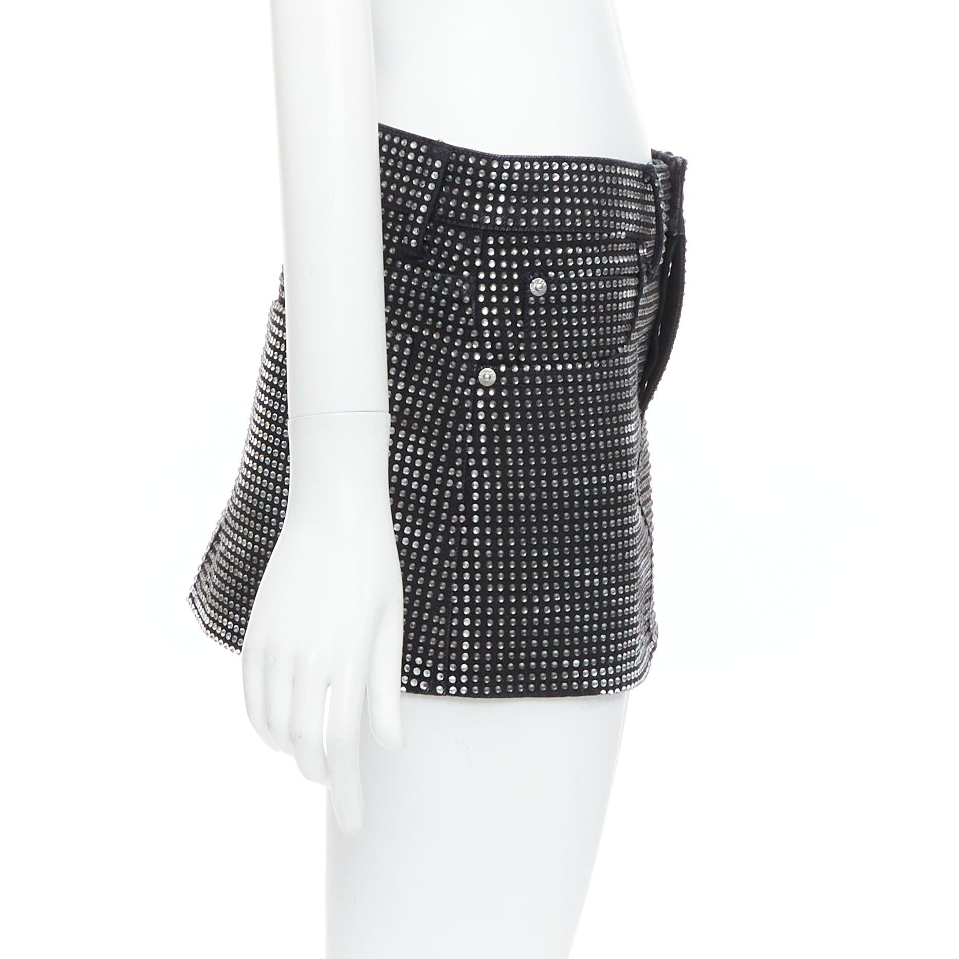 ALEXANDER WANG Hotfix minifalda de algodón negro con incrustaciones de cristal 24 en Excelente estado para la venta en Hong Kong, NT