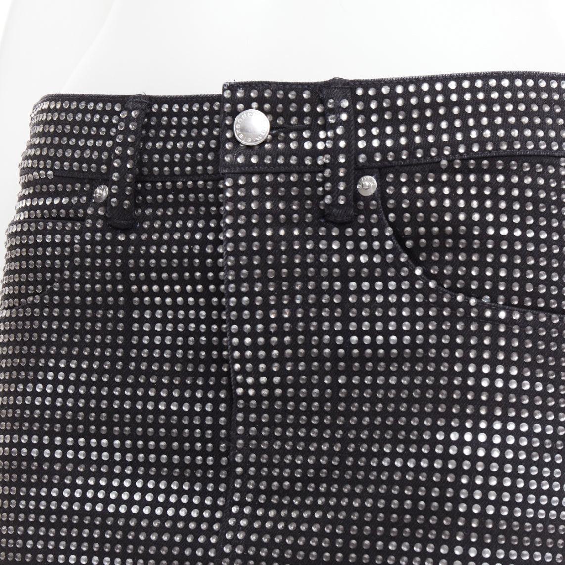 ALEXANDER WANG Hotfix minifalda de algodón negro con incrustaciones de cristal 24 en venta 2