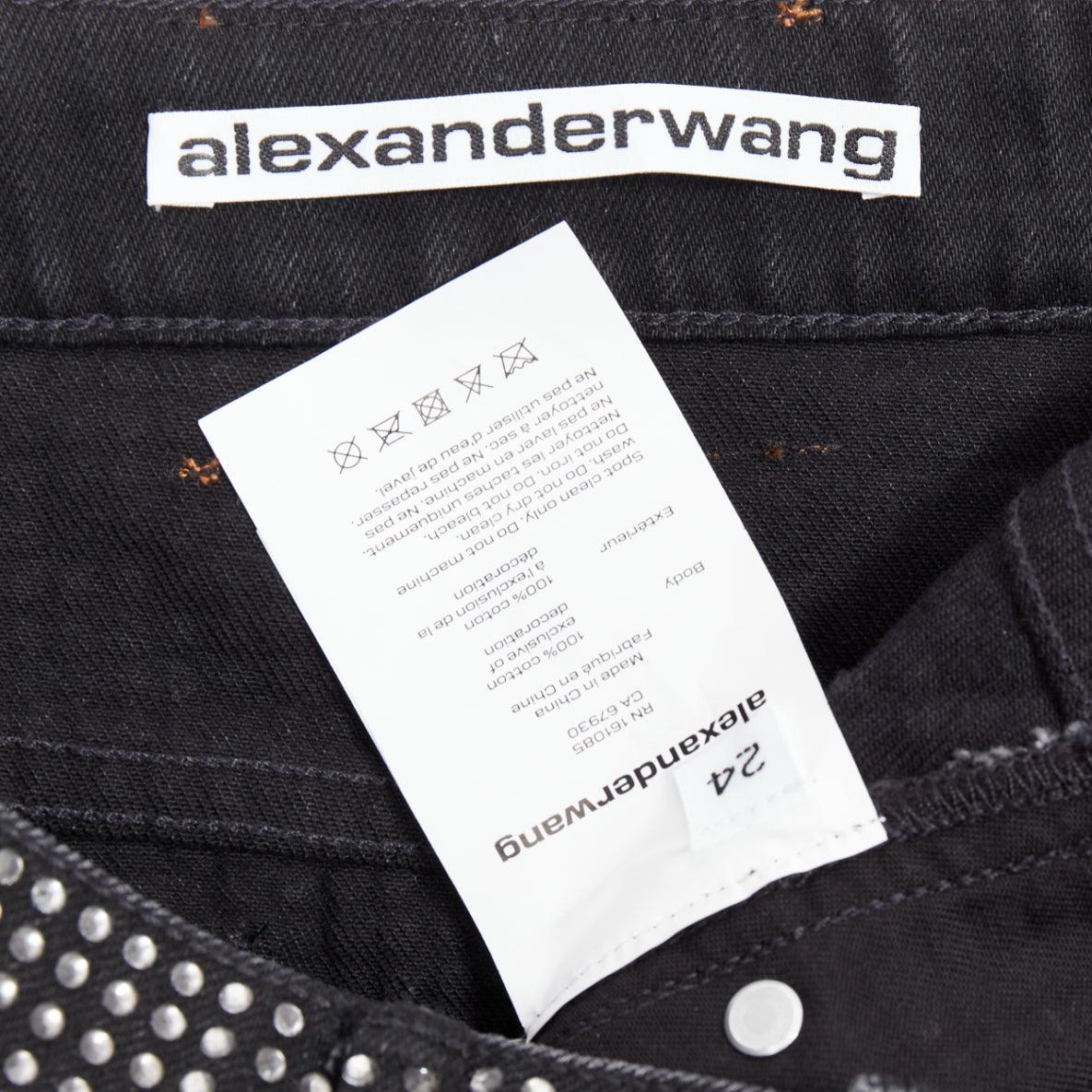 ALEXANDER WANG Hotfix minifalda de algodón negro con incrustaciones de cristal 24 en venta 3