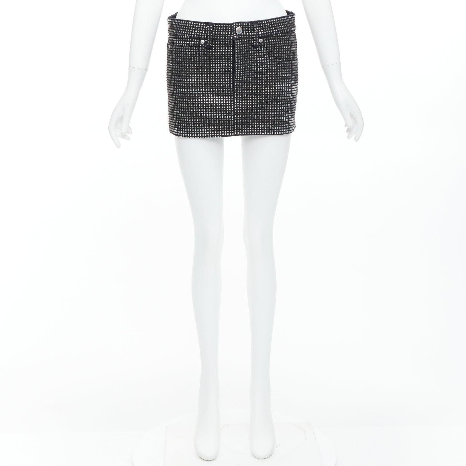 ALEXANDER WANG Hotfix minifalda de algodón negro con incrustaciones de cristal 24 en venta 4
