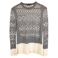 Alexander Wang Pullover aus grauer Wolle mit Hahnentrittmuster und Mesh-Einsätzen