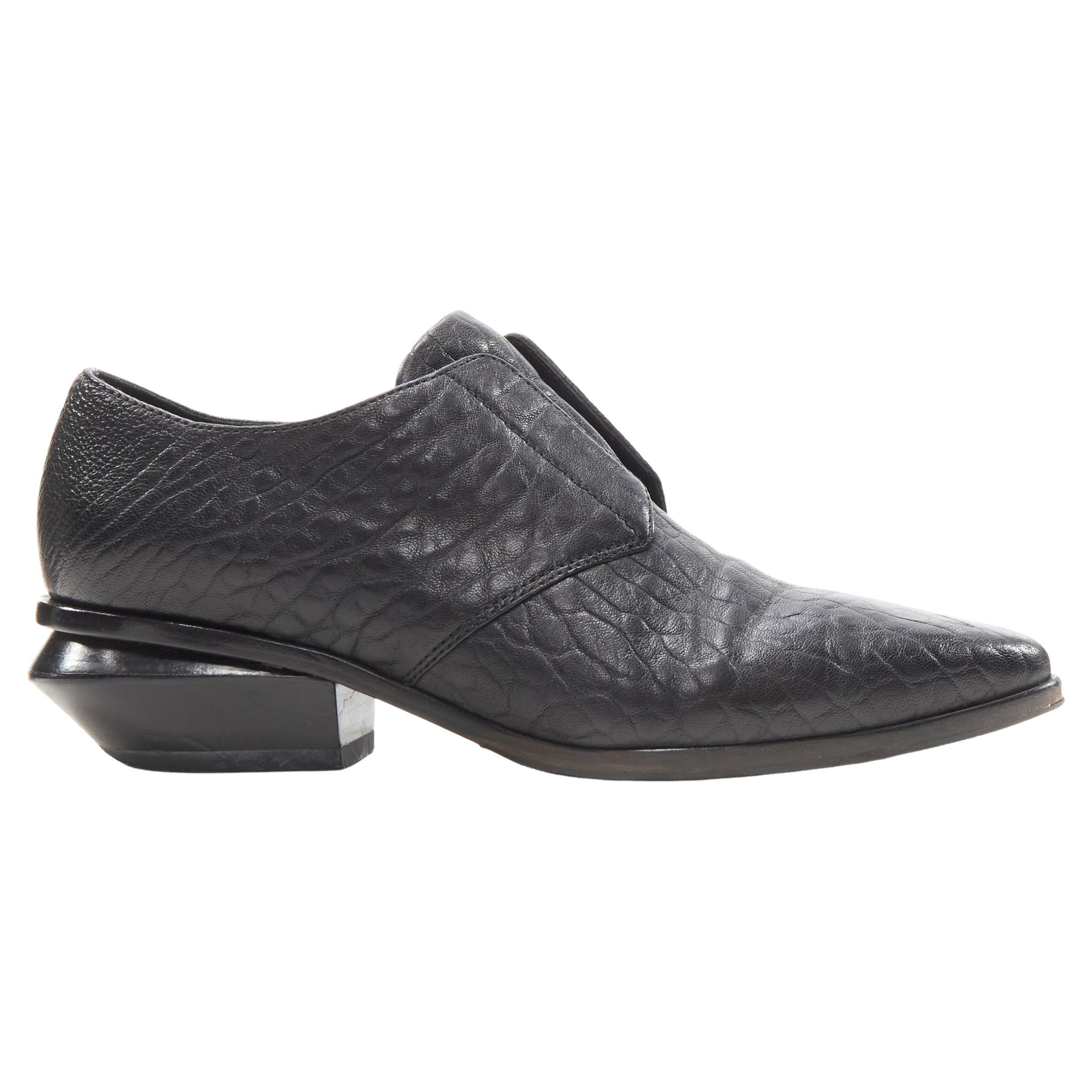 ALEXANDER WANG Ines Oxford black leather laceless brogue EU37 For Sale
