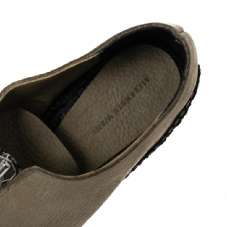 Alexander Wang Espadrilles plates avec fermeture éclair sur le devant Devon, vert kaki, taille 40 en vente 2