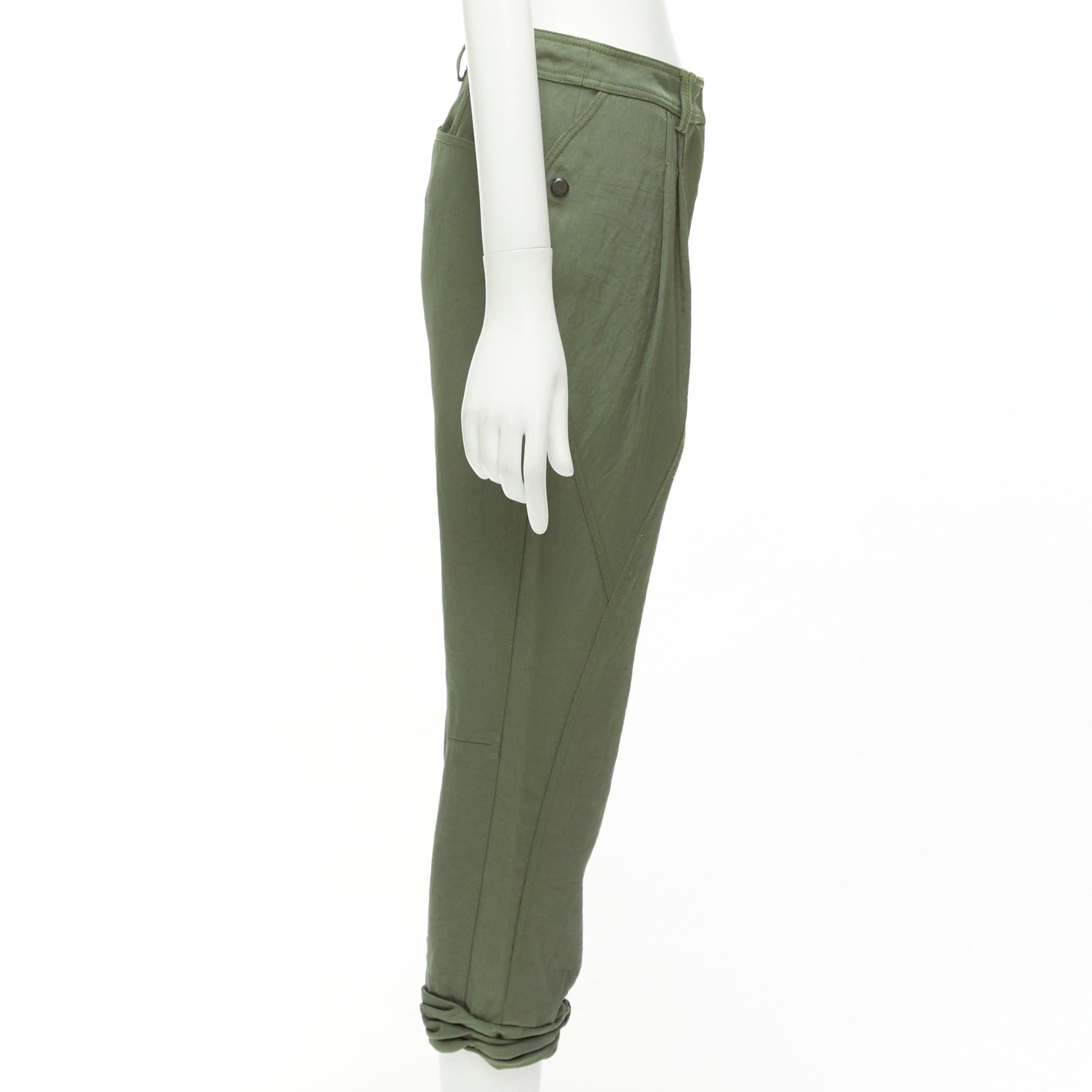 Women's ALEXANDER WANG khaki twill panelled back pockets ruched hem safari pants US0 XS For Sale