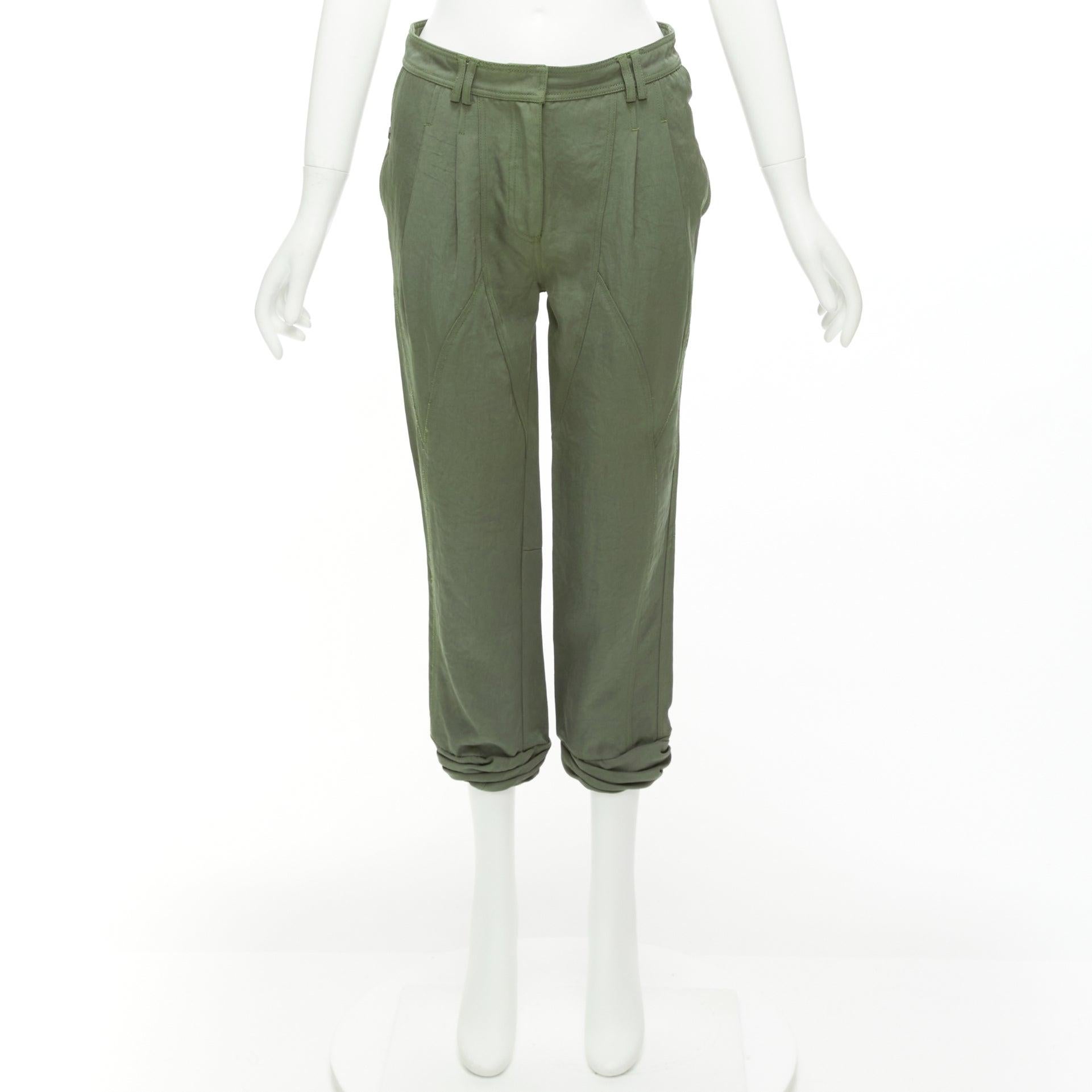 ALEXANDER WANG khaki twill panelled back pockets ruched hem safari pants US0 XS For Sale 5