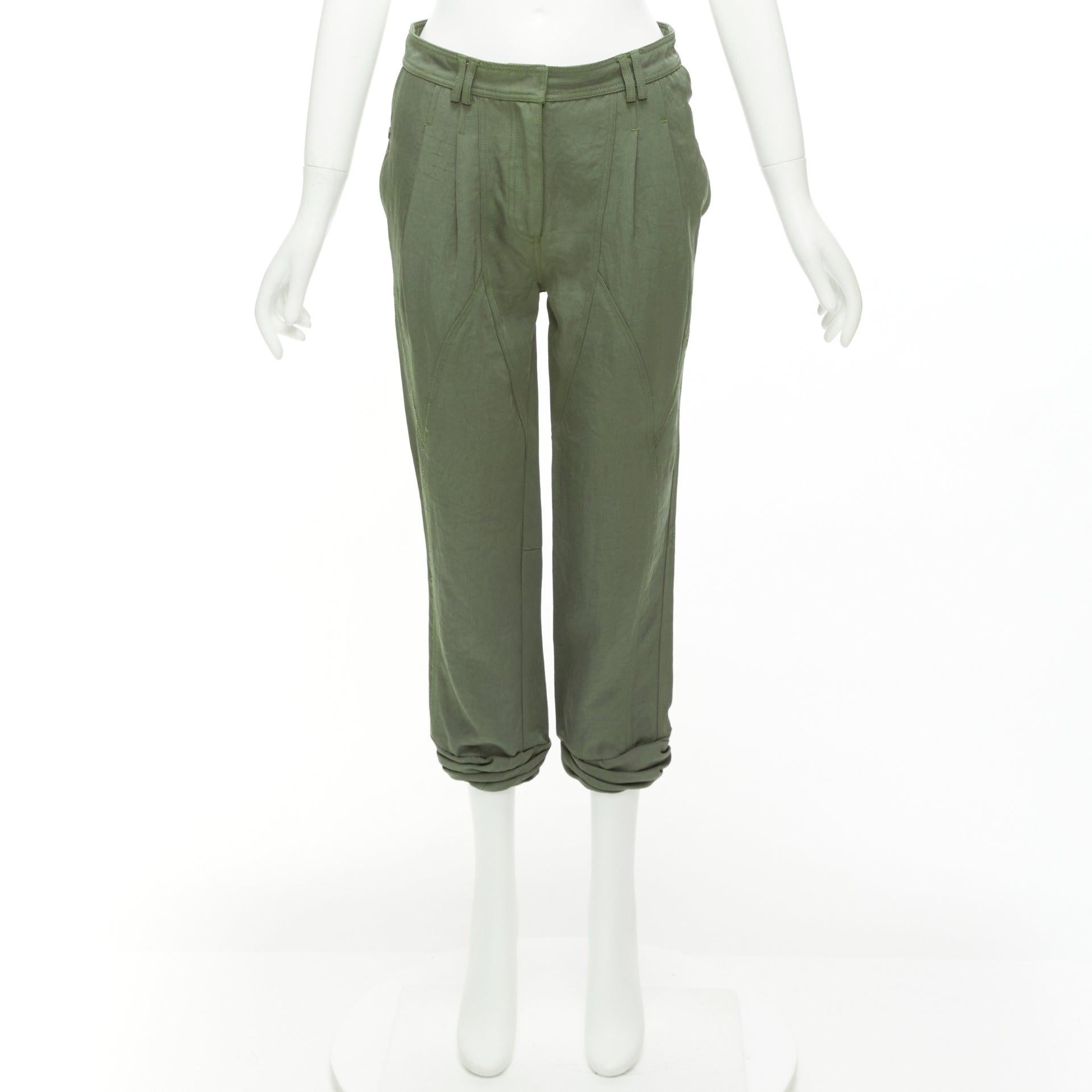 ALEXANDER WANG khaki twill getäfelte Gesäßtaschen gerüschter Saum Safarihose US0 XS im Angebot 4
