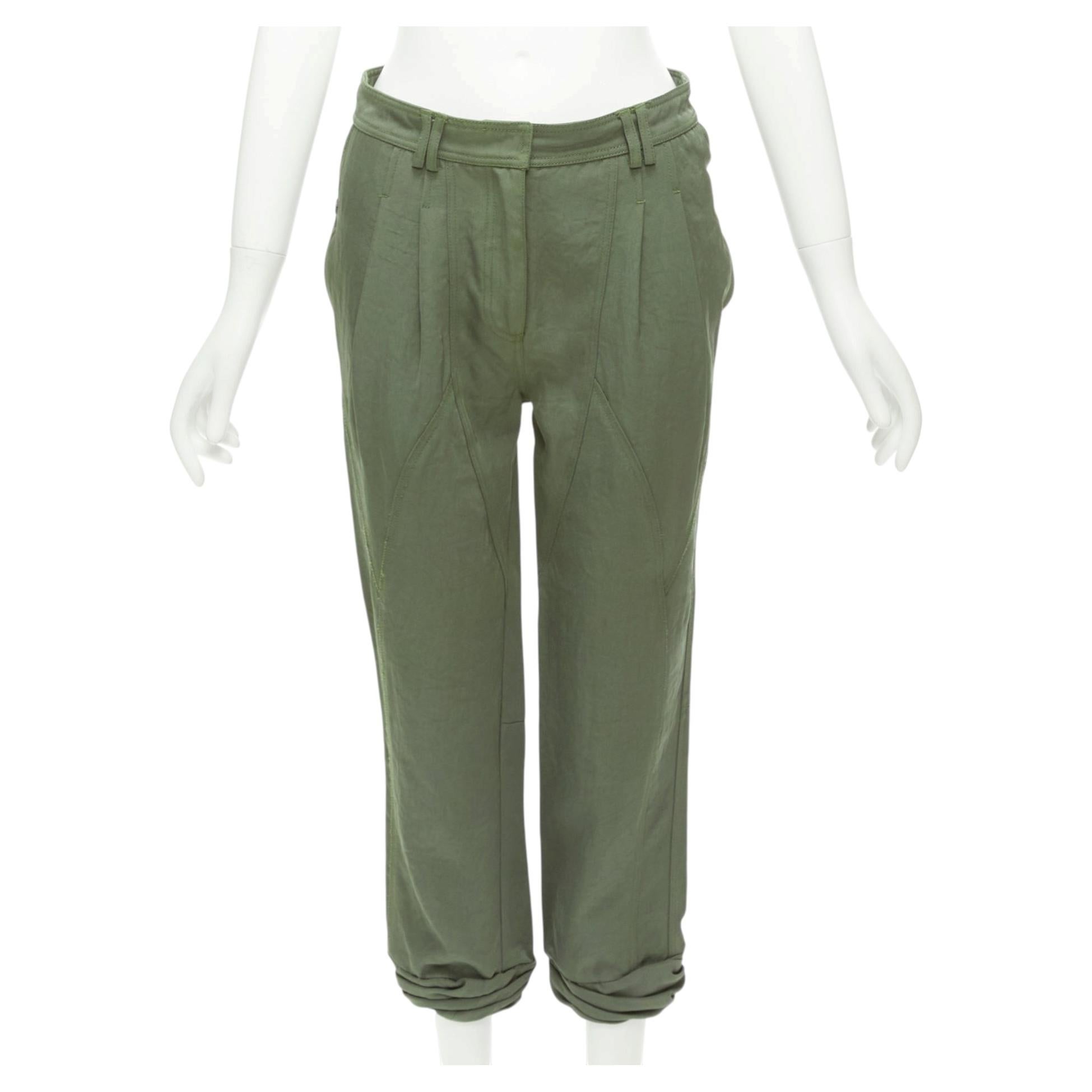 ALEXANDER WANG - Pantalon safari en sergé kaki avec poches arrière à panneaux et ourlet froncé US0 XS