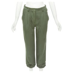 ALEXANDER WANG khaki twill panelled back pockets ruched hem safari pants US0 XS