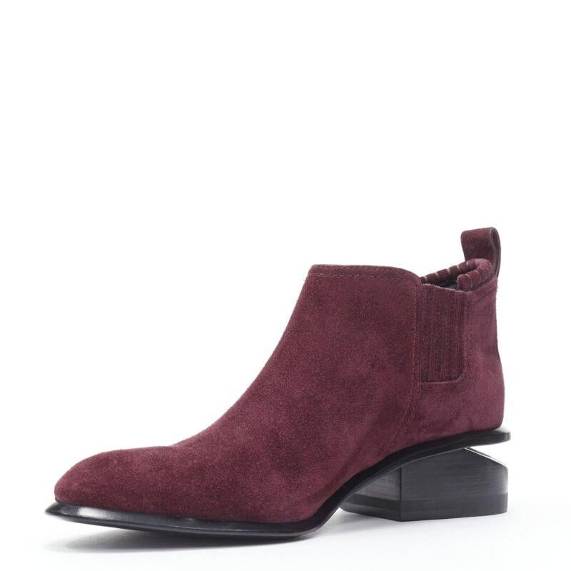 ALEXANDER WANG Kori burgundy red suede cut out heel chelsea boot EU40 In Excellent Condition For Sale In Hong Kong, NT