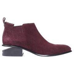 ALEXANDER WANG Kori Bottes en daim rouge bordeaux à talons découpés EU40