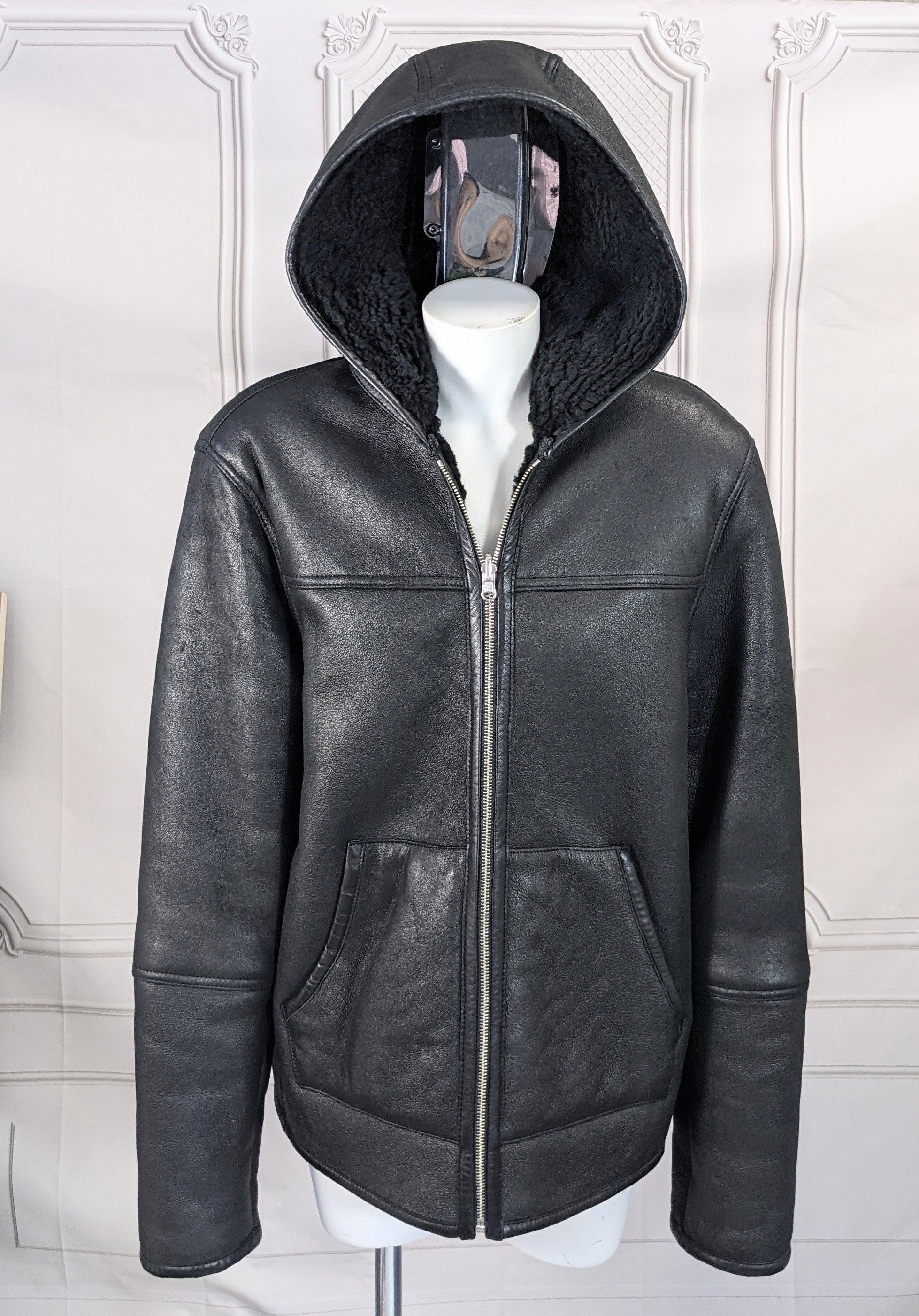 Black Alexander Wang Lamb Shearling Hoodie