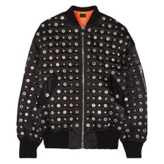 Alexander Wang Leather Trimmed Eyelet Embellished Bomber Jacket