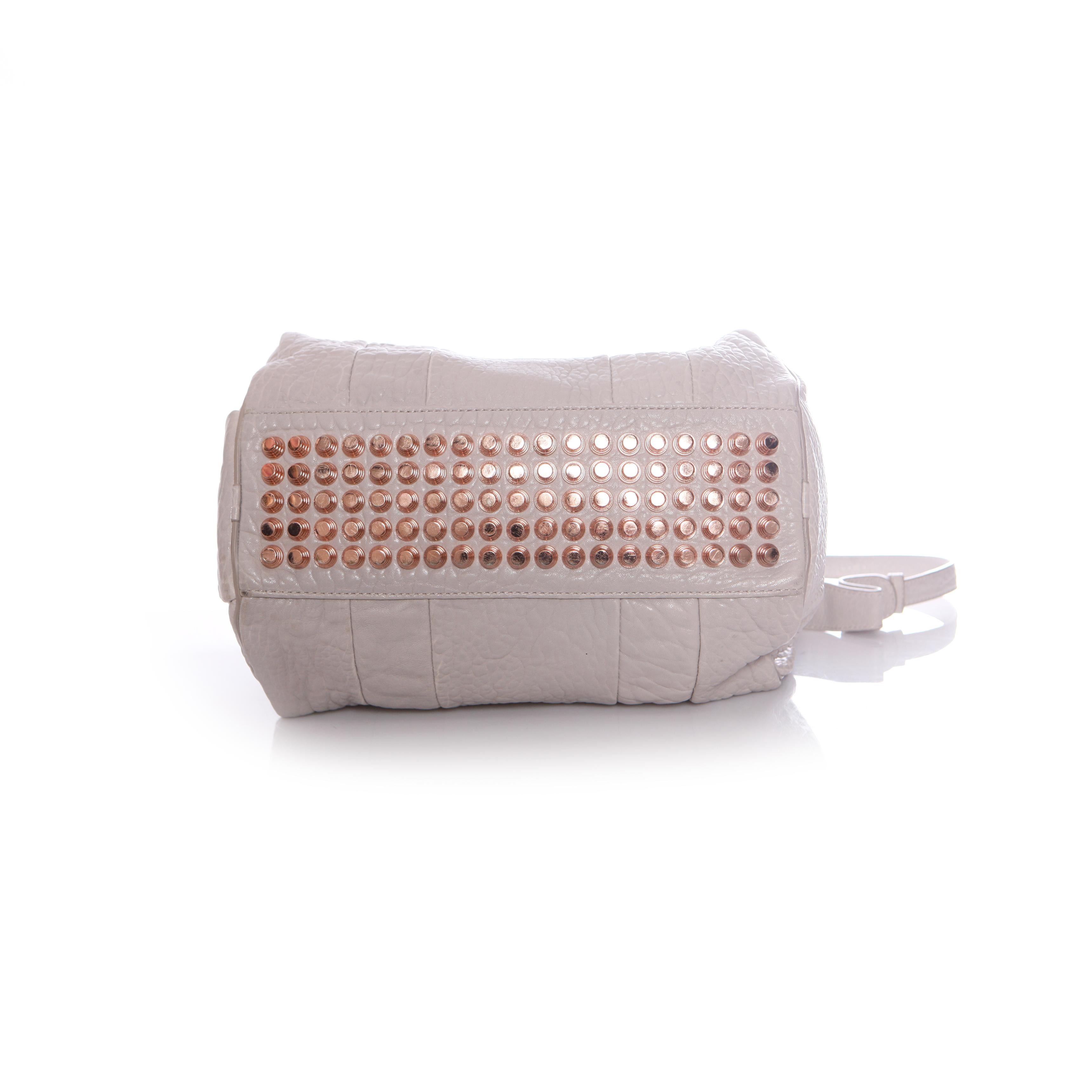 Women's Alexander Wang, light grey rockie bag with rose coloured studs. For Sale
