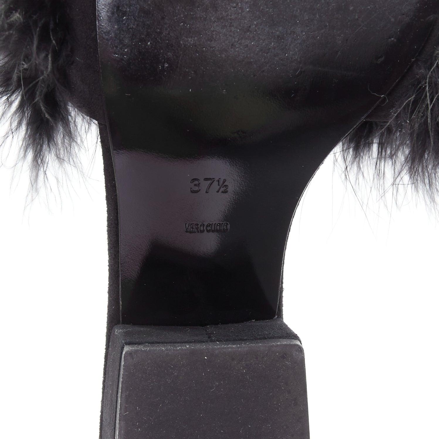 ALEXANDER WANG Lou mules en daim embellies de plumes noires EU37,5 en vente 5