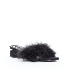 ALEXANDER WANG Lou mules en daim embellies de plumes noires EU37,5
