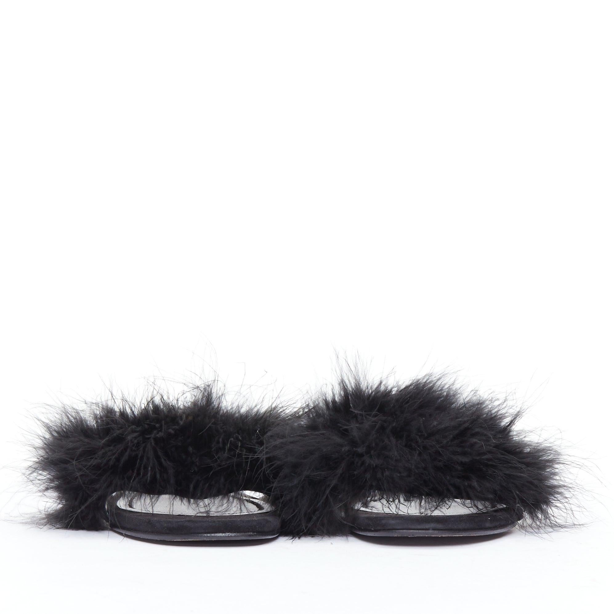 Noir ALEXANDER WANG Lou mules en daim embellies de plumes noires EU37,5 en vente