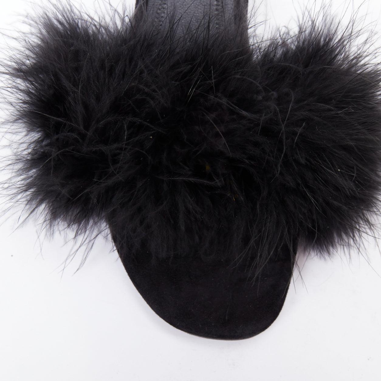 ALEXANDER WANG Lou mules en daim embellies de plumes noires EU37,5 en vente 1