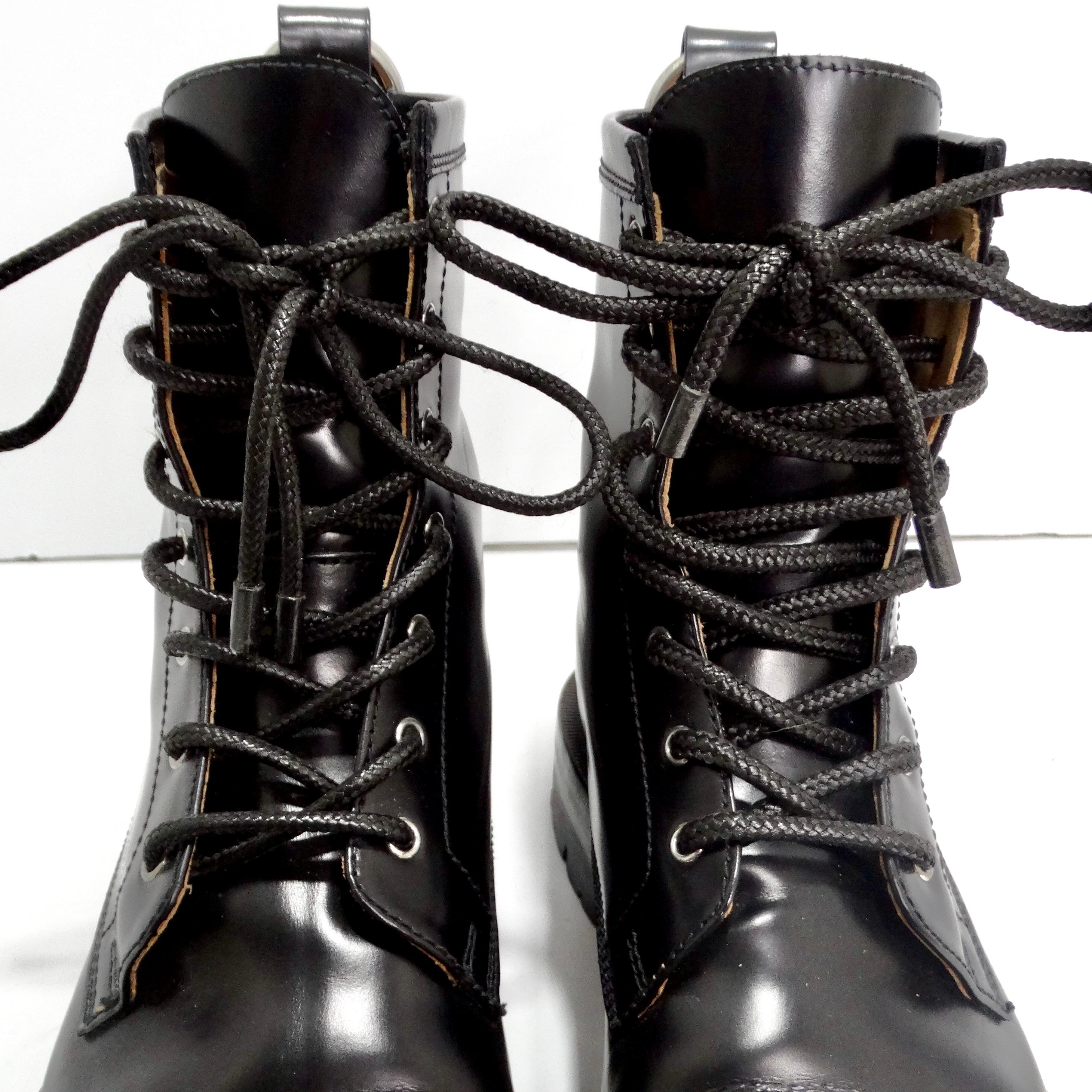 Alexander Wang Lyndon Metal Cap Caged Leather Combat Boots In Good Condition In Scottsdale, AZ