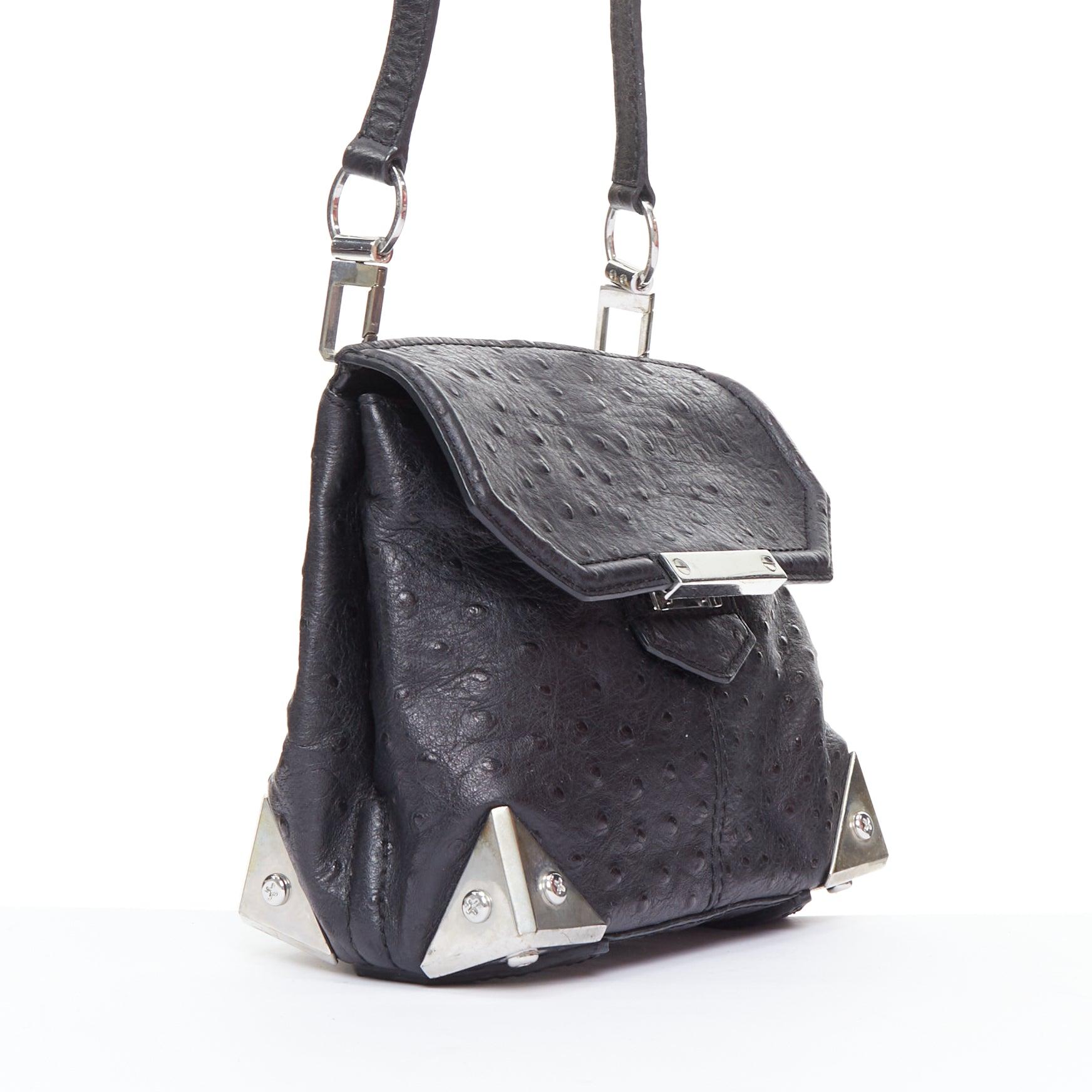 Gray ALEXANDER WANG Marion Prisma black leather silver hardware crossbody bag For Sale