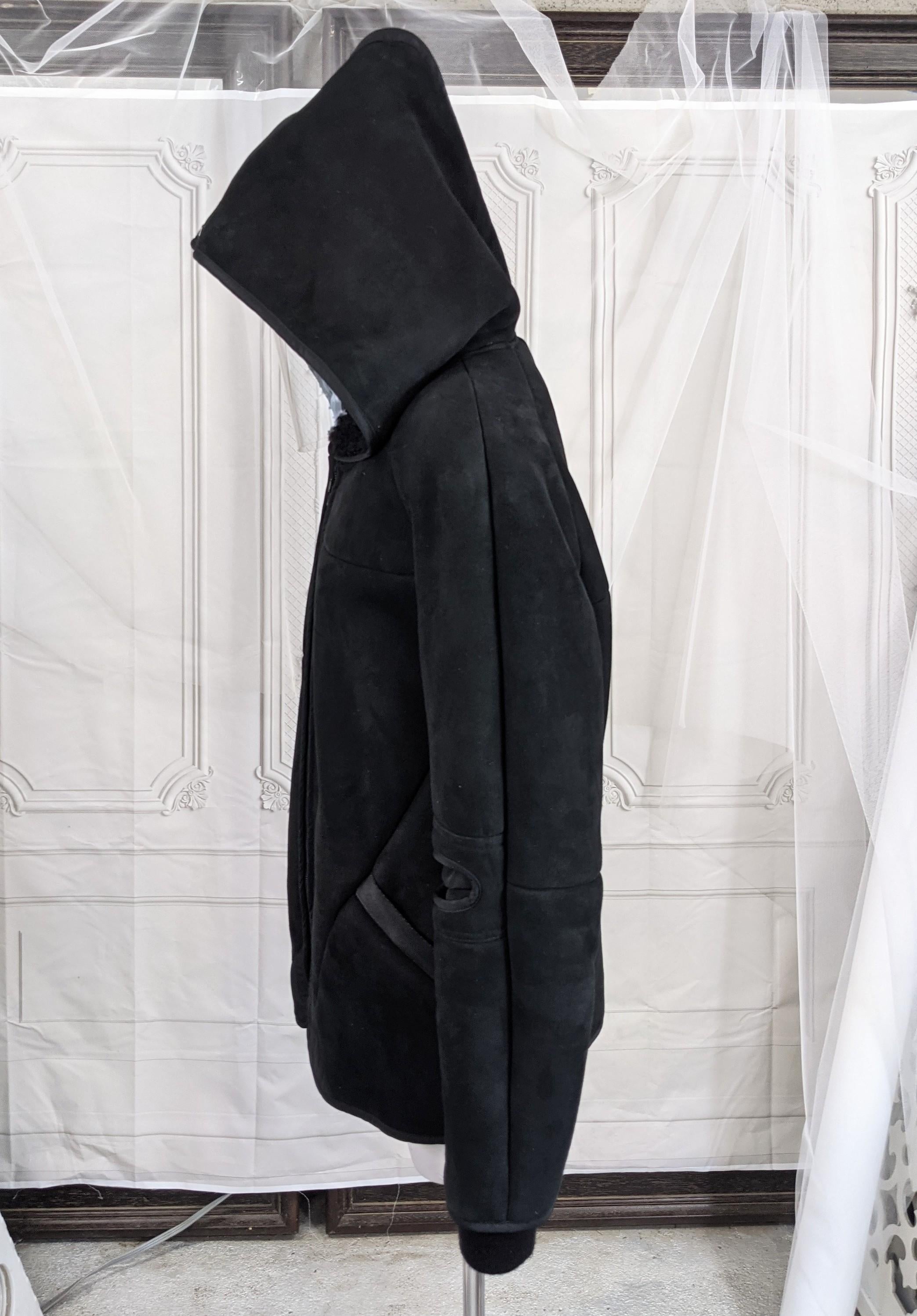 Cool Alexander Wang Suede Shearling Hoodie from the AW Black label line. Designed as zippered 
