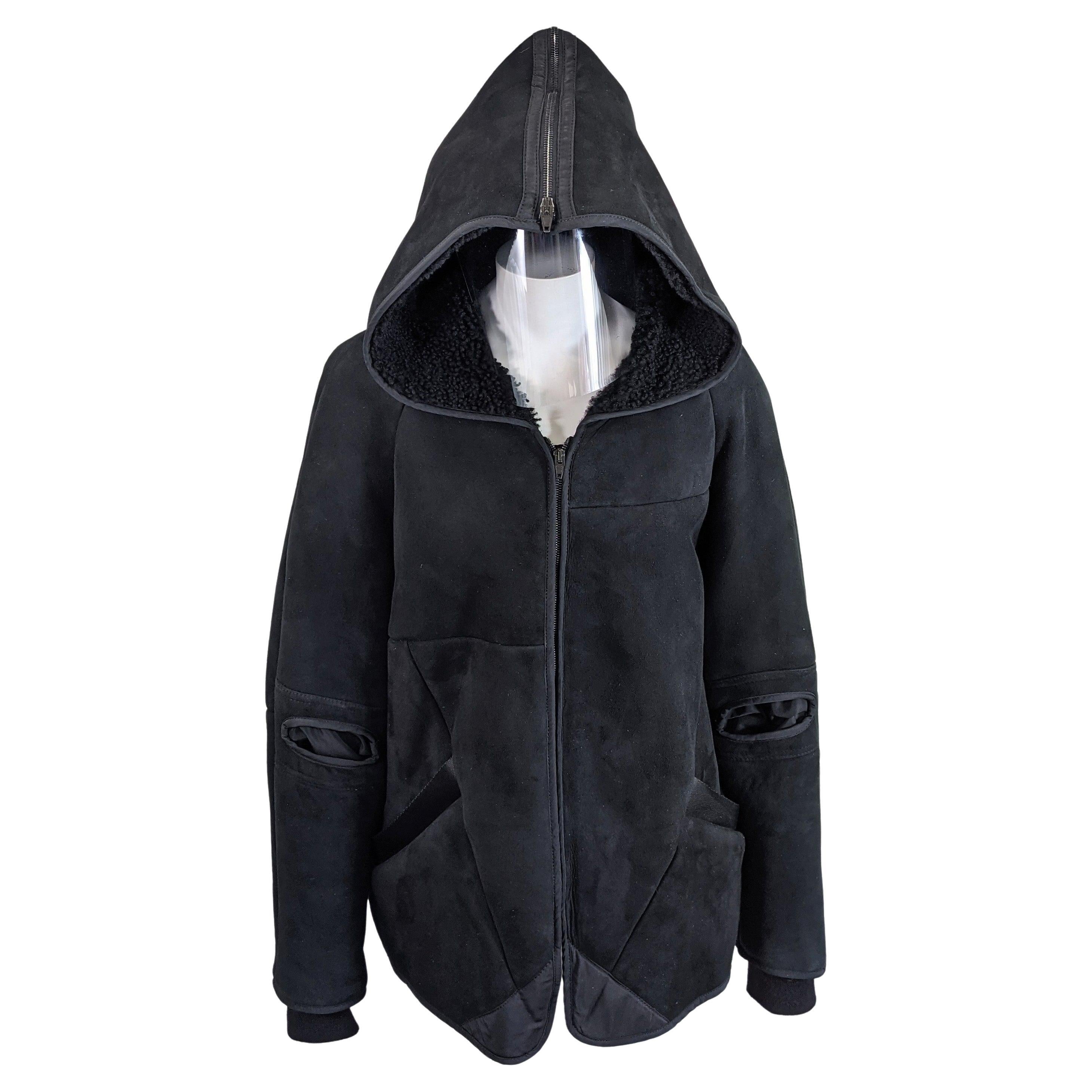 Alexander Wang Mens Suede Shearling Hoodie  For Sale